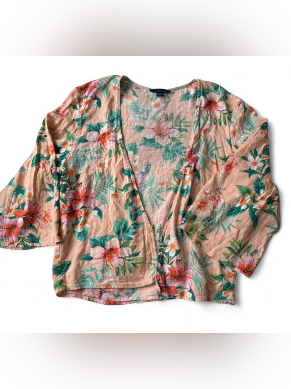 American eagle Floral Peach V-Neck Bell Sleeve Top